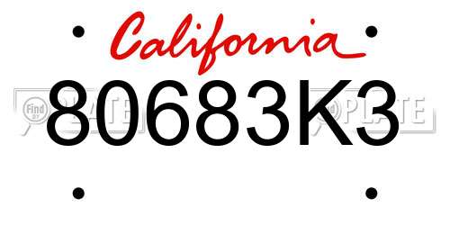 80683K3 California License Plate