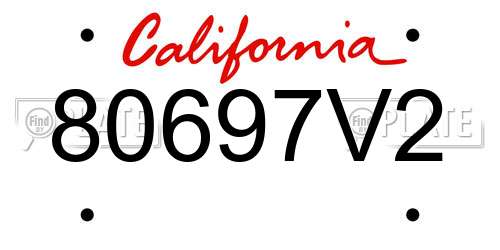 80697V2 California License Plate