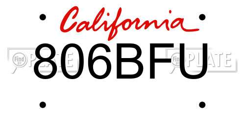 806BFU California License Plate