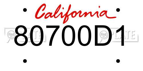 80700D1 California License Plate