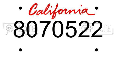 8070522 California License Plate