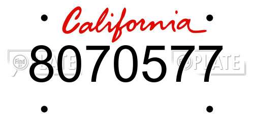 8070577 California License Plate