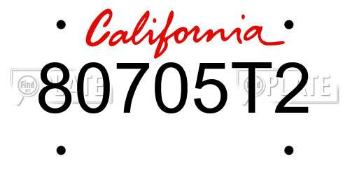 80705T2 California License Plate