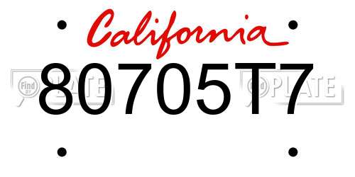 80705T7 California License Plate
