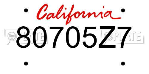 80705Z7 California License Plate