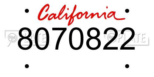8070822 California License Plate