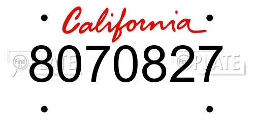 8070827 California License Plate