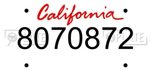 8070872 California License Plate