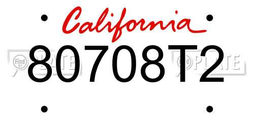 80708T2 California License Plate