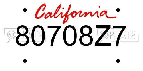 80708Z7 California License Plate