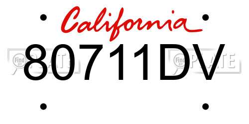 80711DV California License Plate