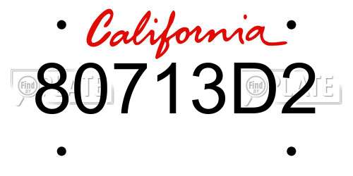 80713D2 California License Plate