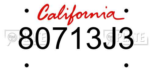 80713J3 California License Plate