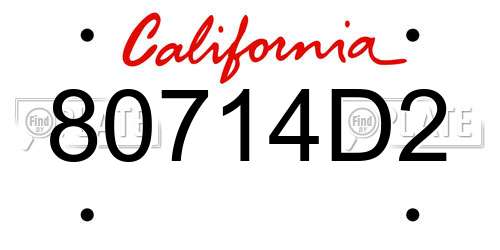 80714D2 California License Plate