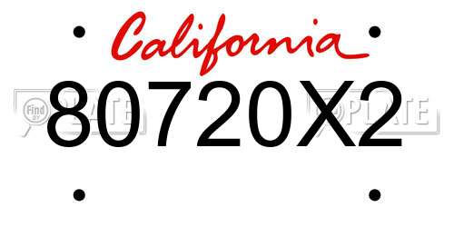 80720X2 California License Plate