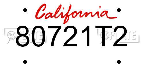80721T2 California License Plate