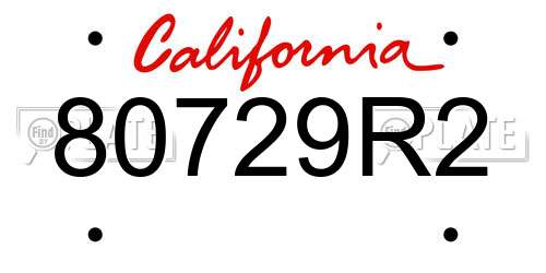 80729R2 California License Plate
