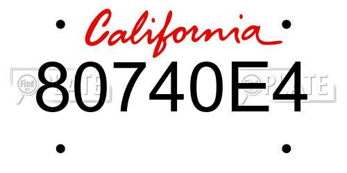 80740E4 California License Plate