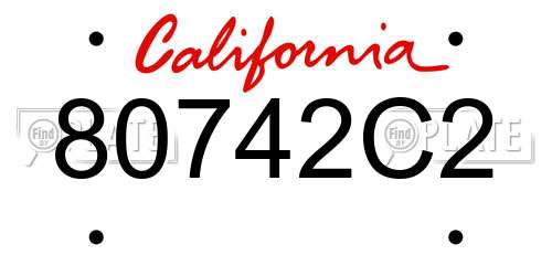 80742C2 California License Plate