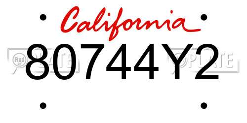 80744Y2 California License Plate