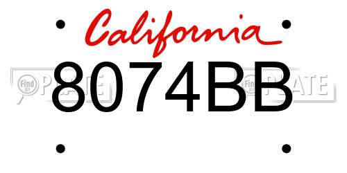 8074BB California License Plate