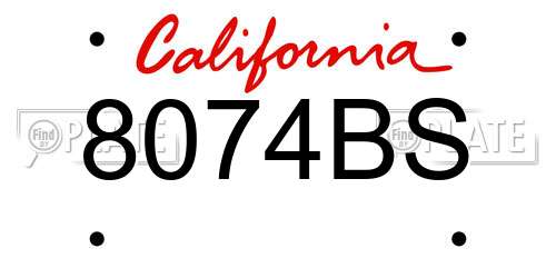 8074BS California License Plate