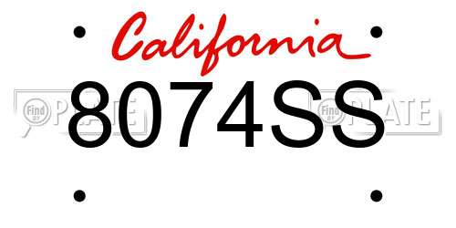 8074SS California License Plate