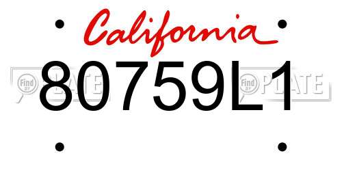 80759L1 California License Plate