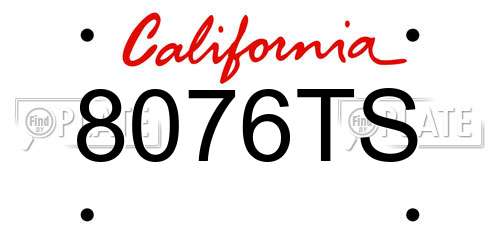 8076TS California License Plate