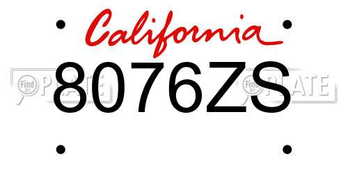 8076ZS California License Plate