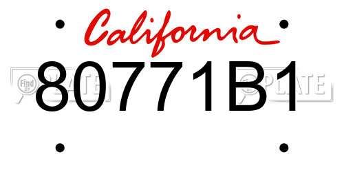 80771B1 California License Plate