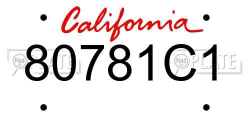 80781C1 California License Plate