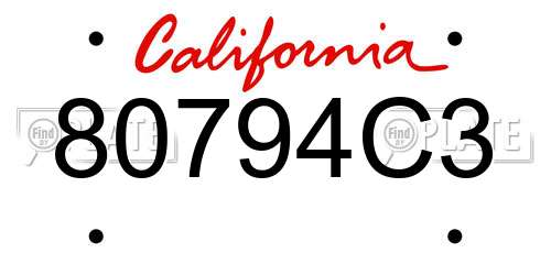 80794C3 California License Plate