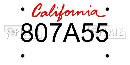 807A55 California License Plate