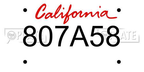 807A58 California License Plate