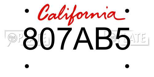 807AB5 California License Plate
