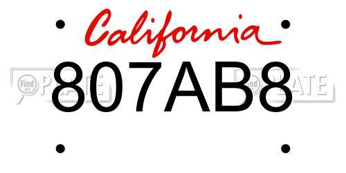807AB8 California License Plate