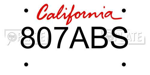 807ABS California License Plate