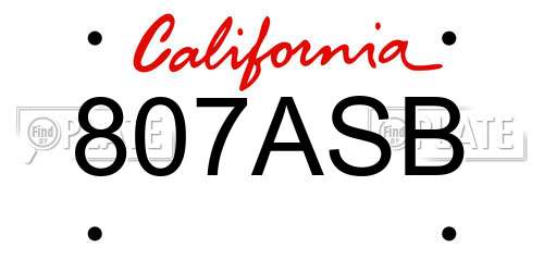807ASB California License Plate