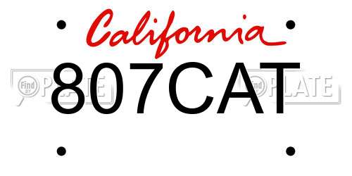807CAT California License Plate