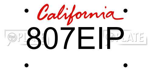 807EIP California License Plate