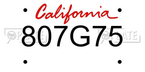 807G75 California License Plate