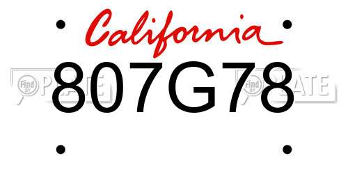 807G78 California License Plate