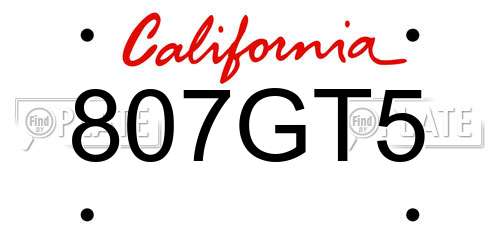 807GT5 California License Plate