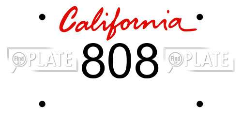 808 California License Plate