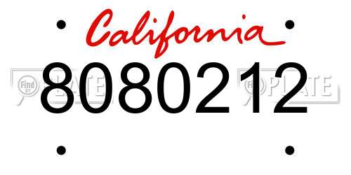 8080212 California License Plate