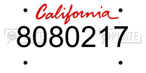 8080217 California License Plate