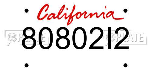 80802I2 California License Plate