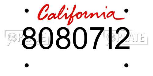 80807I2 California License Plate