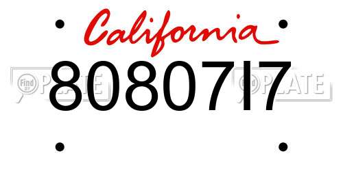 80807I7 California License Plate
